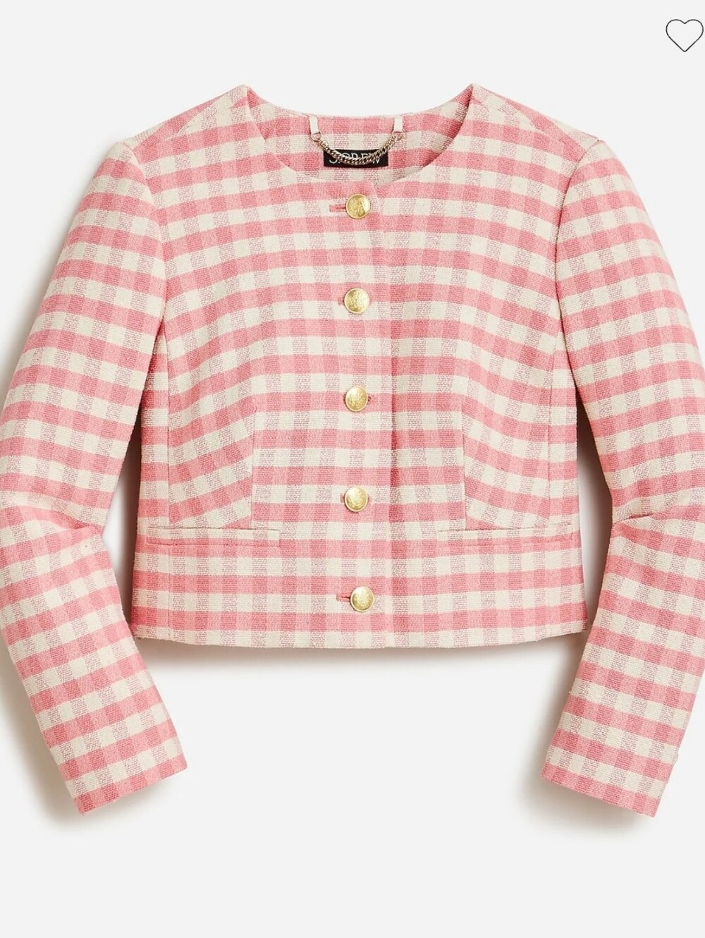 J Crew sz 12 warm rose/ivory Louisa lady jacket in gingham terry tweed BR726 ell